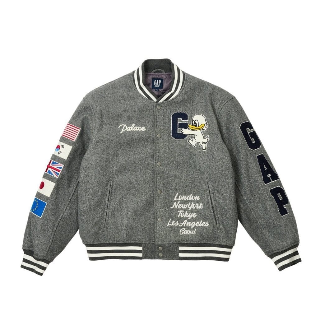 palace-x-gap-2024-grey-wool-varsity-jacket