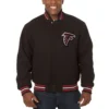 Atlanta Falcons Embroidered Varsity Black Wool Jacket