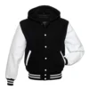 Black and White Hooded Varsity Jacket