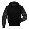 Black Hooded Varsity JacketBlack Hooded Varsity Jacket