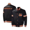 Cincinnati Bengals Midfield Black Varsity Satin Jacket