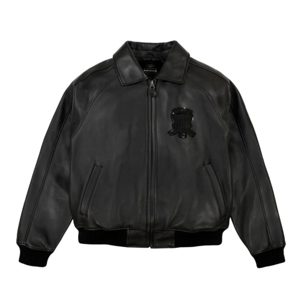 Icon Solid Black Avirex Leather Jacket