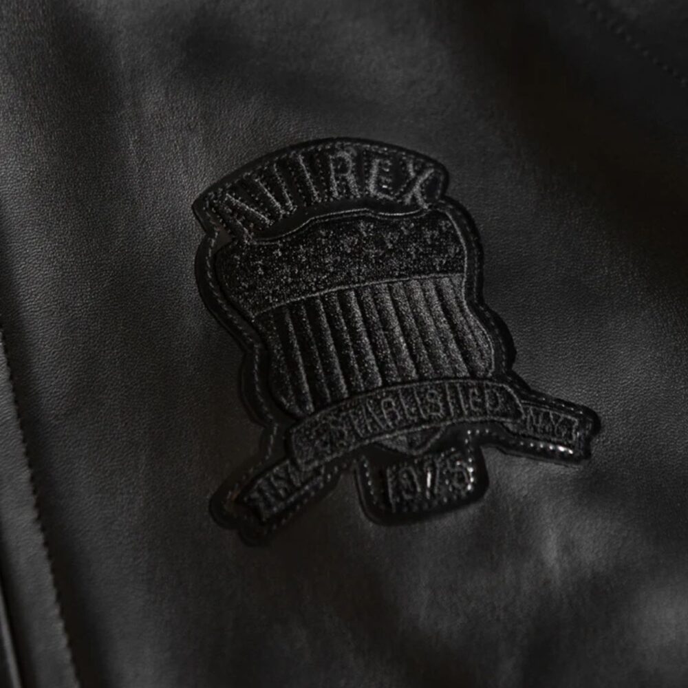 Icon Solid Black Avirex Leather Jacket - Image 4