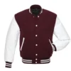 Maroon and White Varsity Jacket