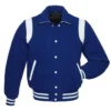 Retro Royal Wool With White Leather Varsity Jacket