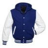 Royal and White Hooded Varsity Jacket